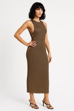 NWT “WOW Couture Gold Metallic Mesh Bodycon Dress w/ Chain Detail large